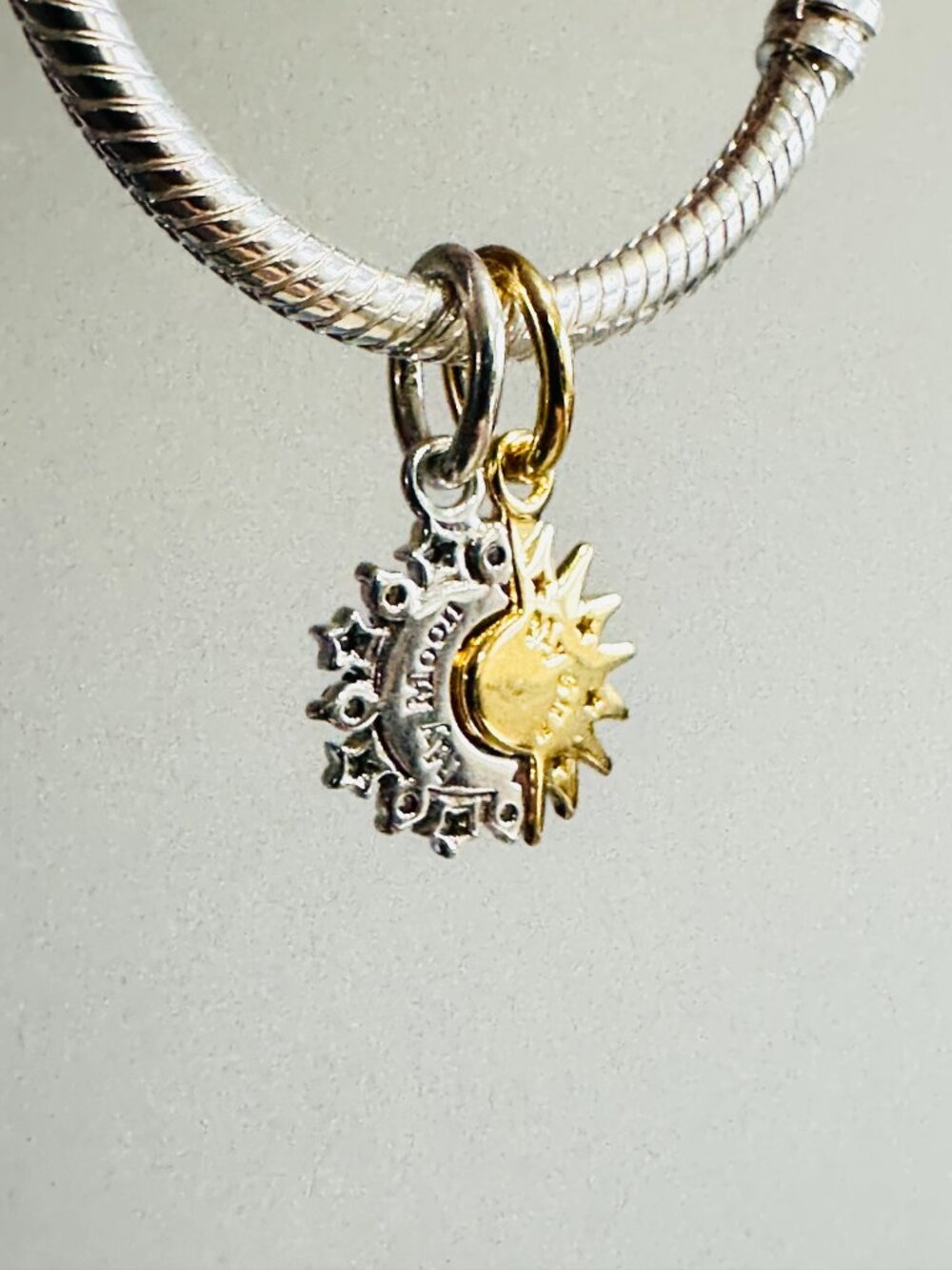 NEW Authentic Pandora Silver Charm Splittable Sun & Moon Dangle Charm #763585C01 - Picture 5 of 6
